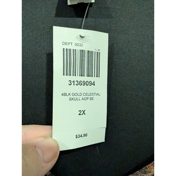 Cosmic Aura Women's Skull Celestial Mesh Bell-Sleeve Dress  Black Tan Sz 2X NWT - Picture 8 of 16